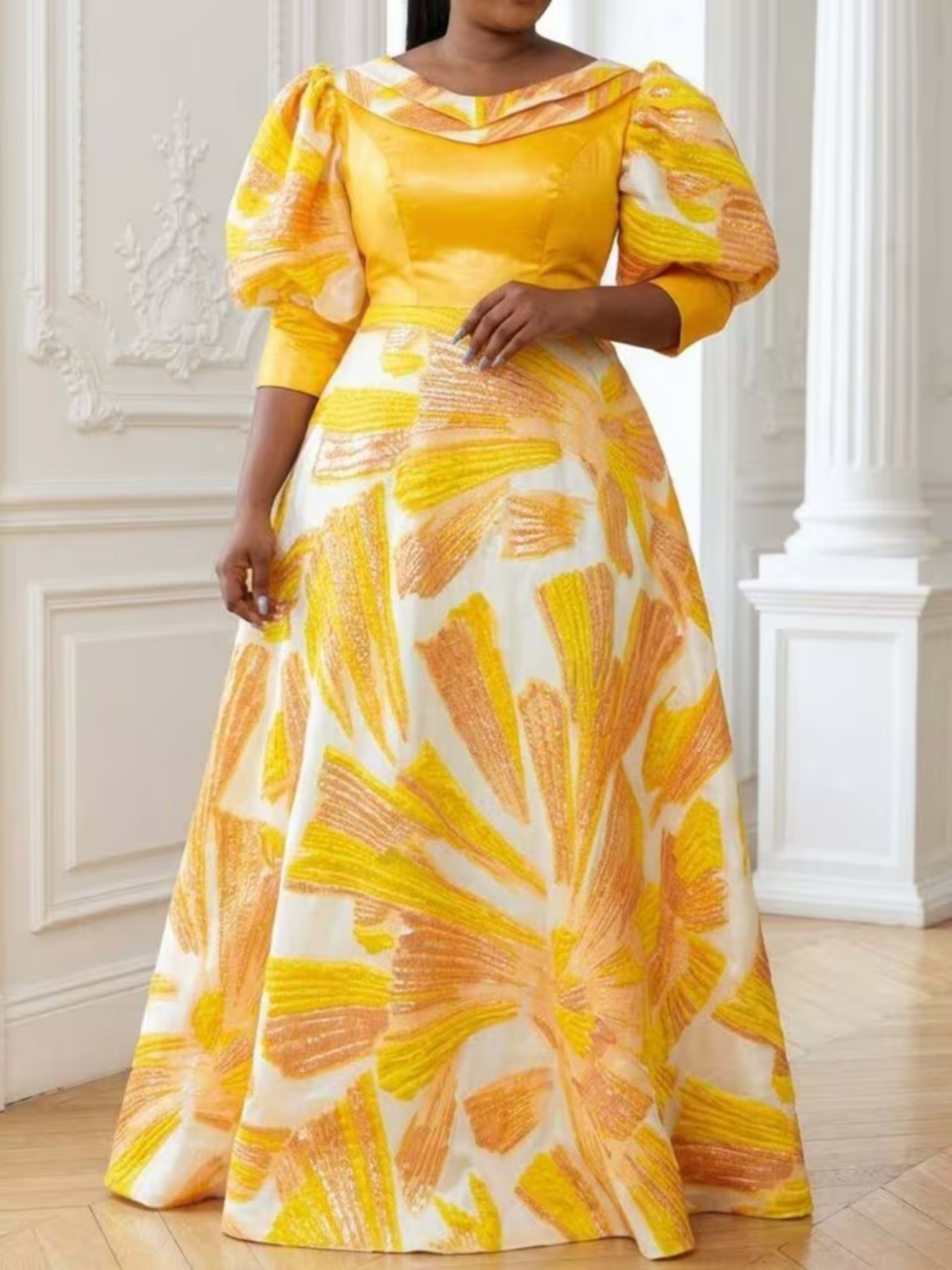 Romper Floral Print - Plus Size Women Printed Satin Maxi