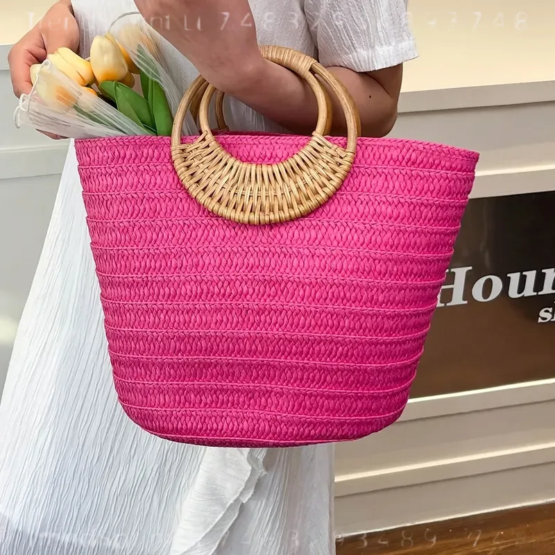 Women Summer Woven Paper Tote  - огляд і ціна Tote Bag Beach