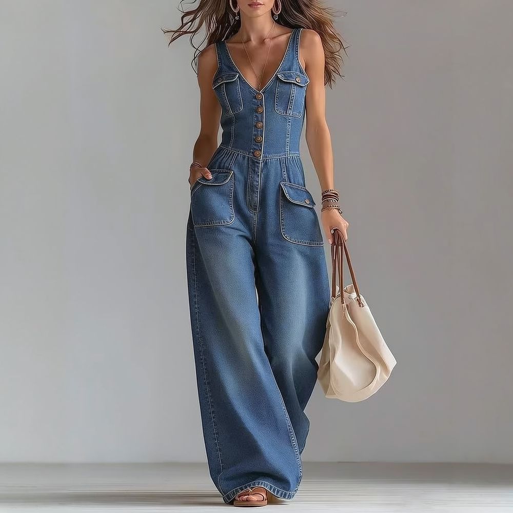 Womens Casual Washed Denim Jum - огляд і ціна Jumpsuit Linen Relaxed