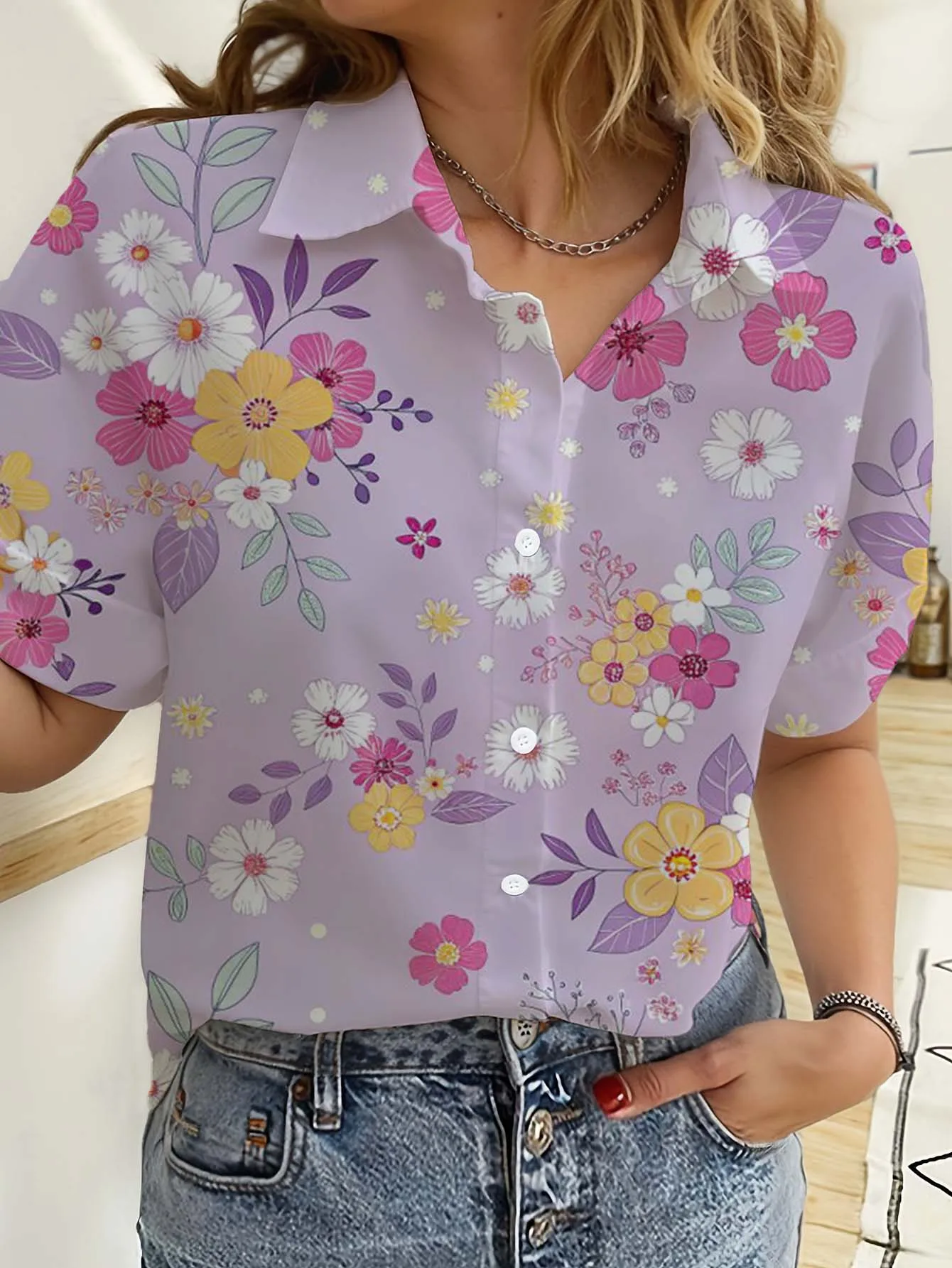 Hawaiian Womens Shirts Short S - огляд і ціна Romper Floral Print