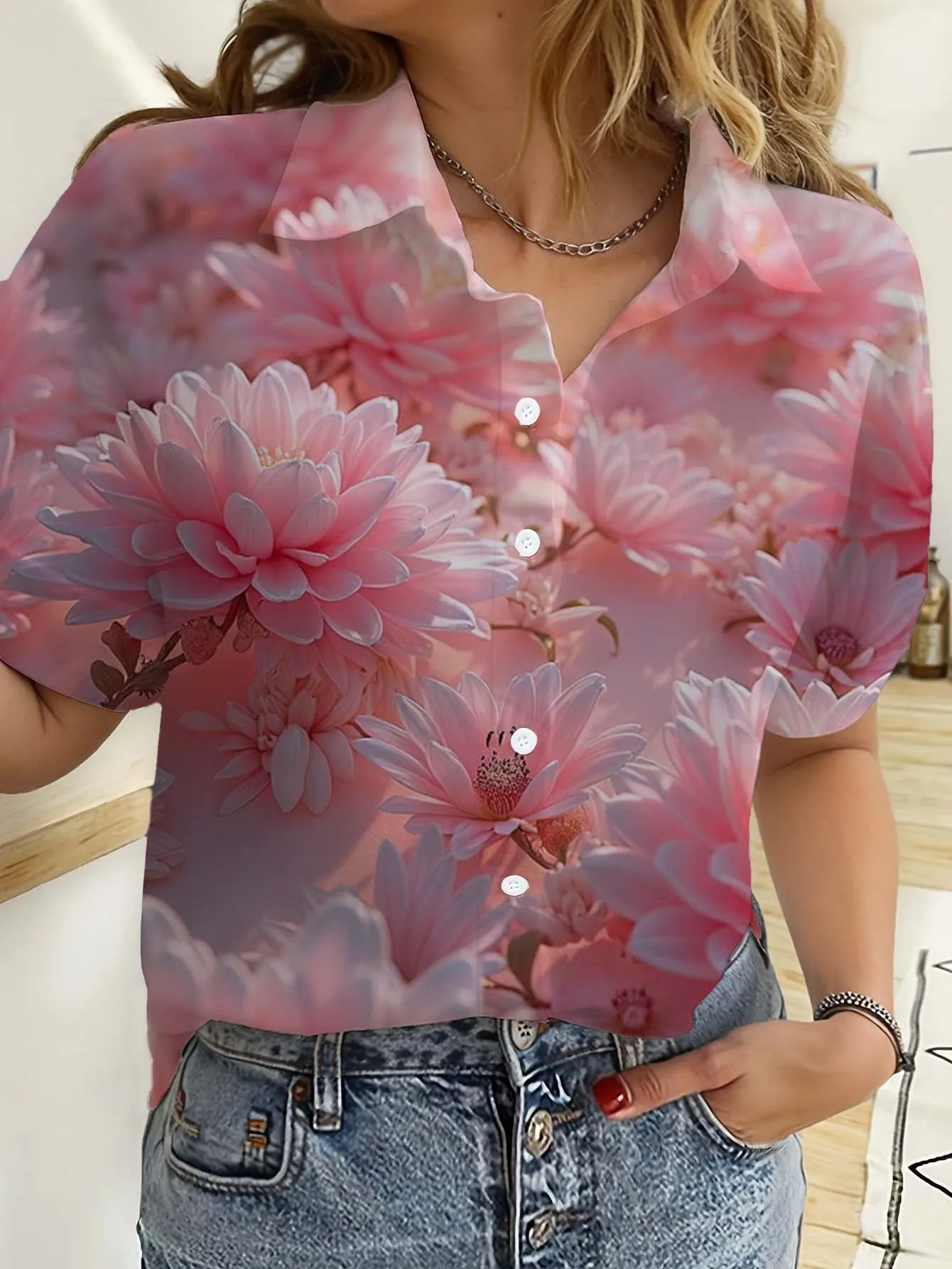 Hawaiian Womens Shirts Short S - огляд і ціна Romper Floral Print