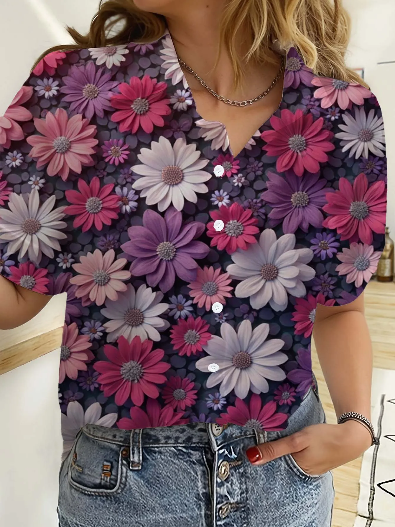 Hawaiian Womens Shirts Short S - огляд і ціна Romper Floral Print