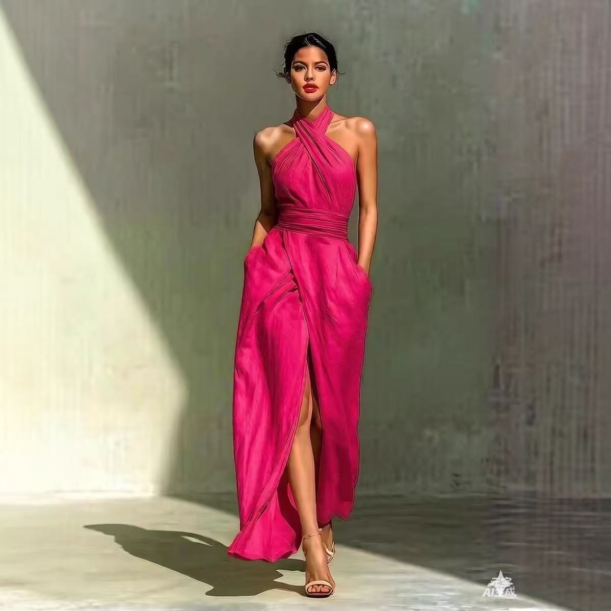 Chic Solid Front Split Boho Lo - огляд і ціна Maxi Dress Halter