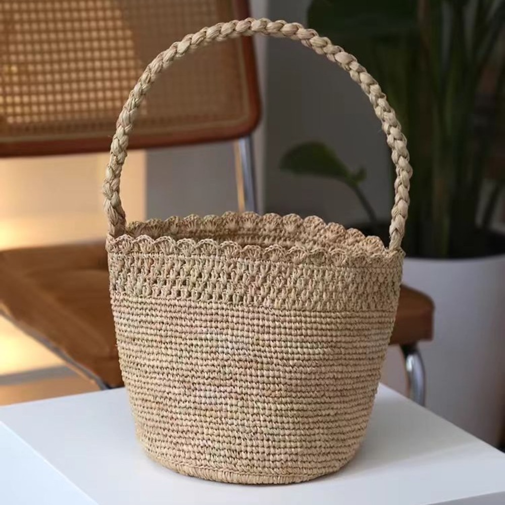 Handmade Crochet Straw Bucket  - огляд і ціна Crochet Bag Raffia